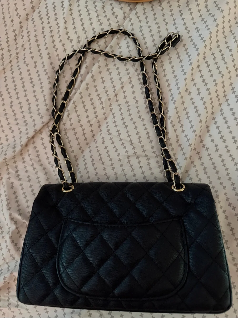 Quilted Black Chain-Handle Shoulder Bag